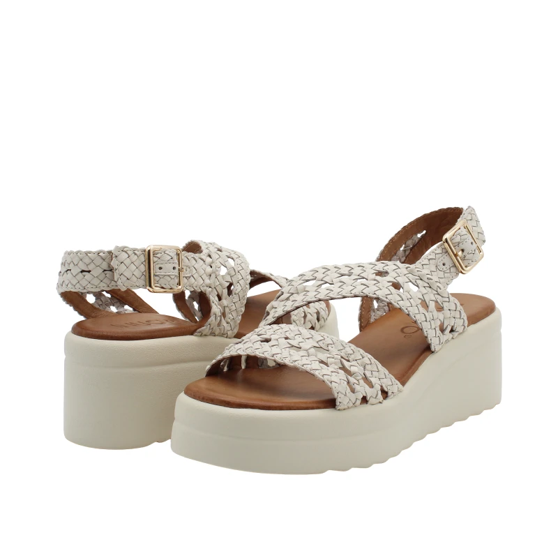 INUOVO - Sandalo crema intrecciato - a99022