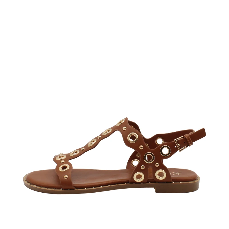 KEYS - Sandalo cuoio con borchie - k-12603