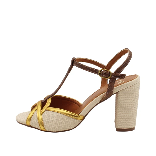 EXE' - Sandalo beige,oro e marrone - 