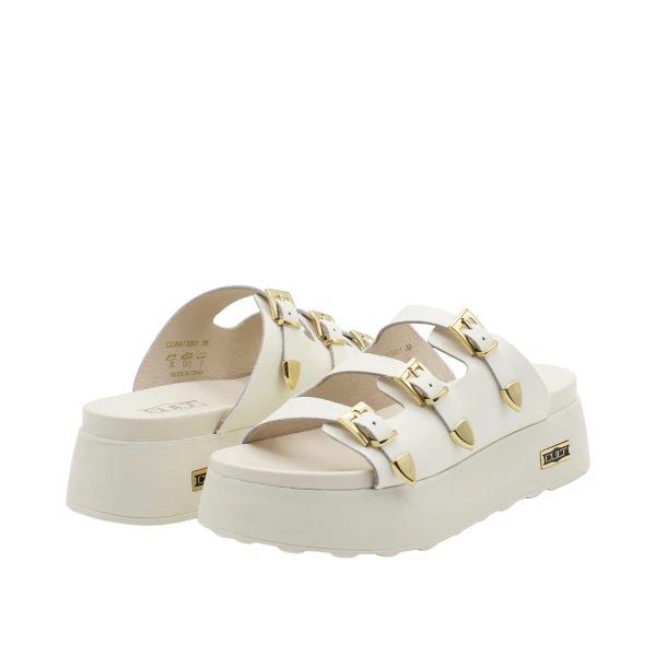 CULT - Ciabatta bianca con fibbie - clw473901