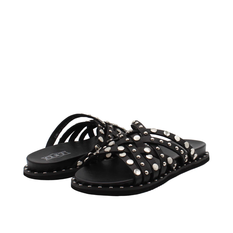 CULT - Ciabatta nera in pelle con borchie - clw427503