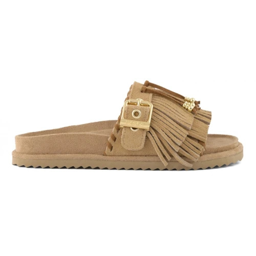 COLORS - Ciabatta beige con frangia - hc.biow603