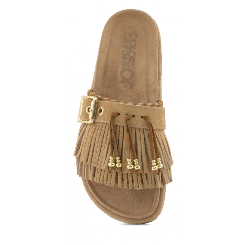 COLORS - Ciabatta beige con frangia - hc.biow603