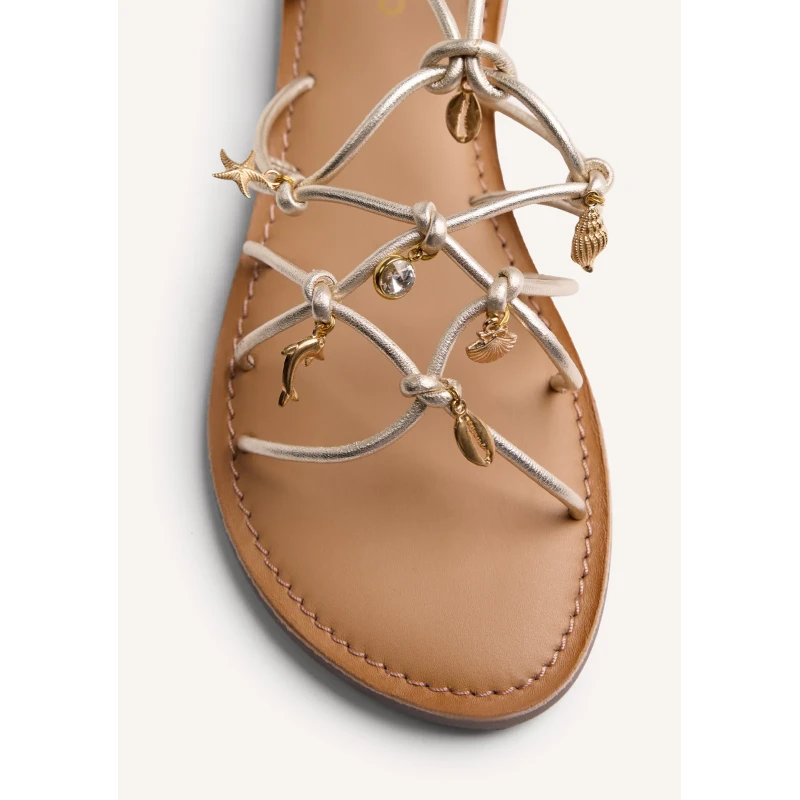 GIOSEPPO - Sandalo oro con lacci e charms - 79208-sedgwick