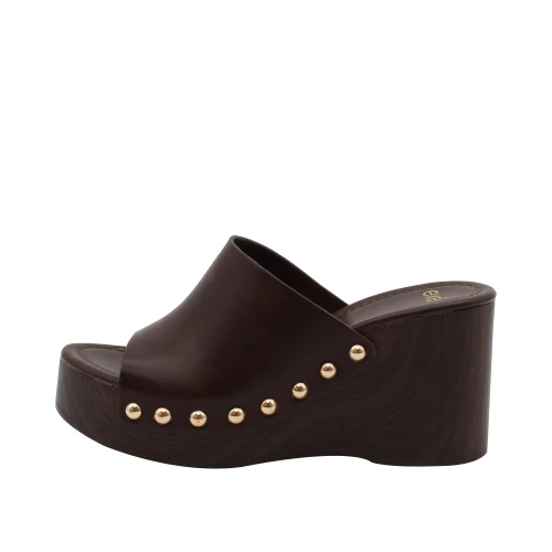 EXE' - Sandalo mule marrone con zeppa - 