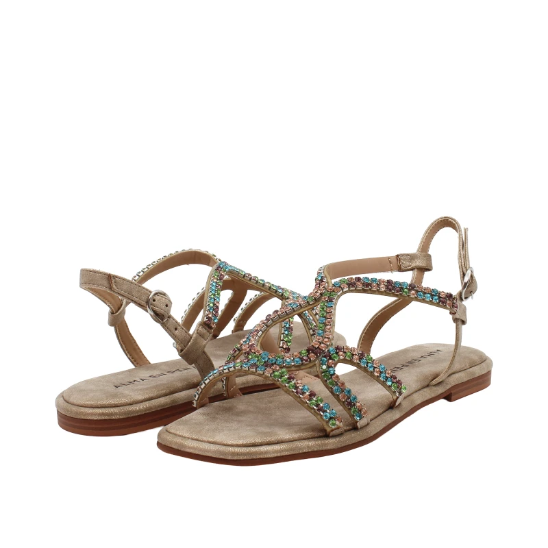ALMA EN PENA - Sandalo bronzo con strass colorati - v2651709