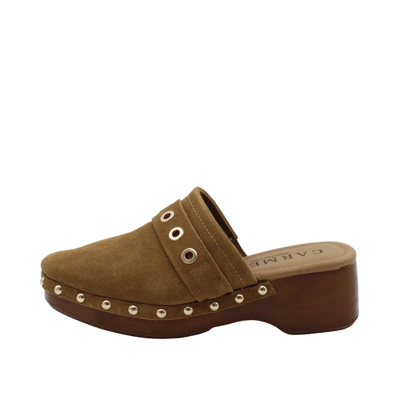 CARMELA - Sandalo sabot in pelle camoscio con borchie - 163255