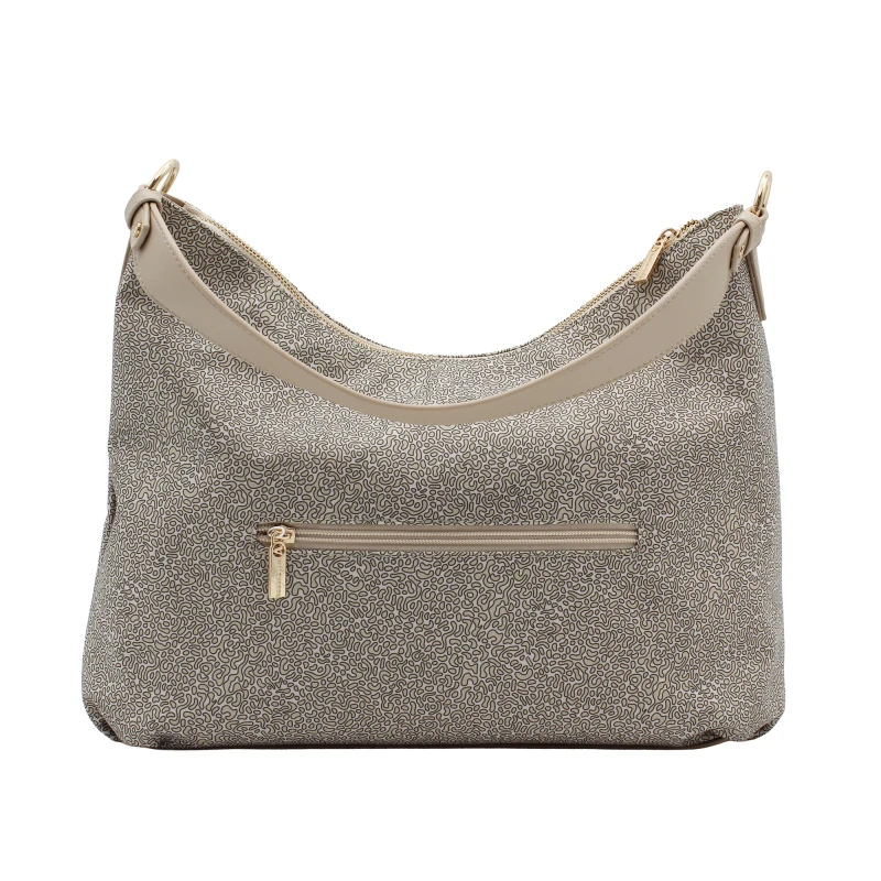 VALLEVERDE - Borsa beige in tessuto stampato con tracolla -