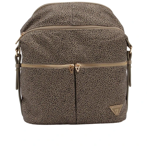 VALLEVERDE - Borsa zaino beige in tessuto stampato con tracolla
