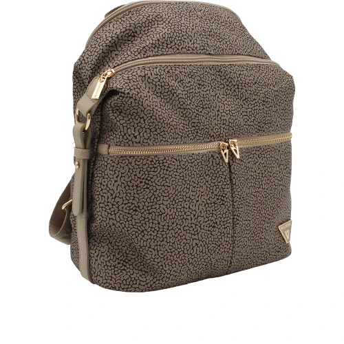 VALLEVERDE - Borsa zaino beige in tessuto stampato con tracolla 2