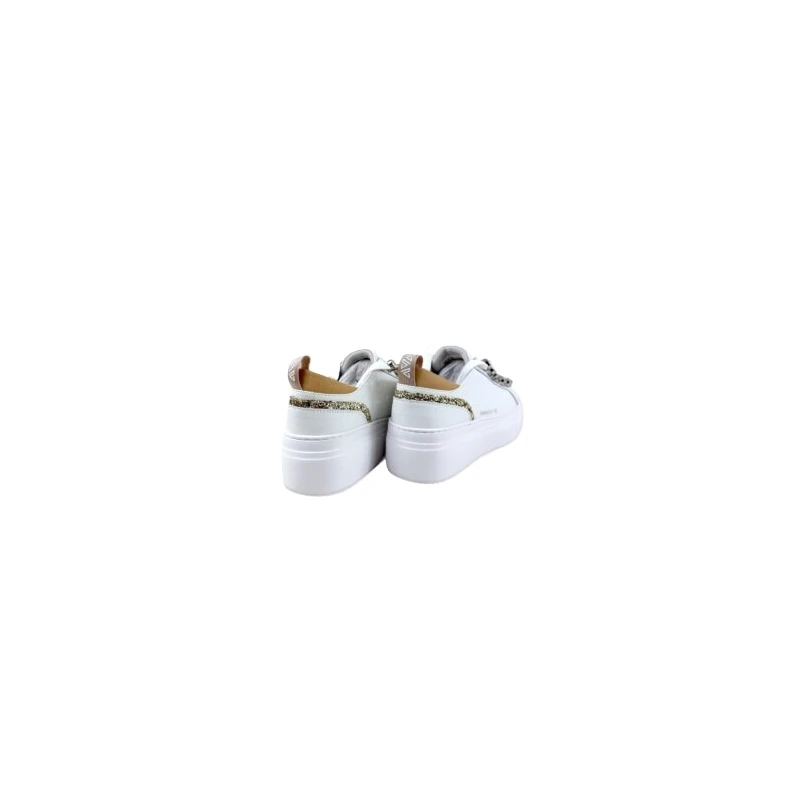 EMANUELLE VEE - Sneakers bianca con riporti glitter oro e
