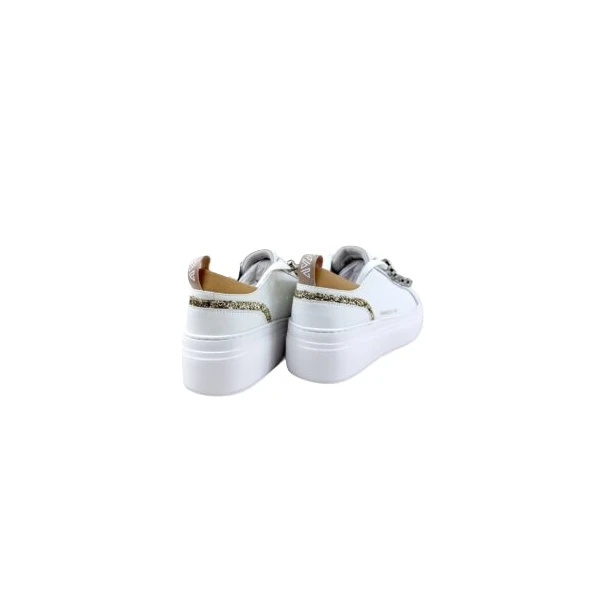 EMANUELLE VEE - Sneakers bianca con riporti glitter oro e