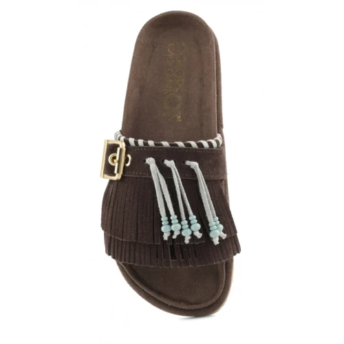 COLORS - Ciabatta marrone con frangia - hc.biow603 2