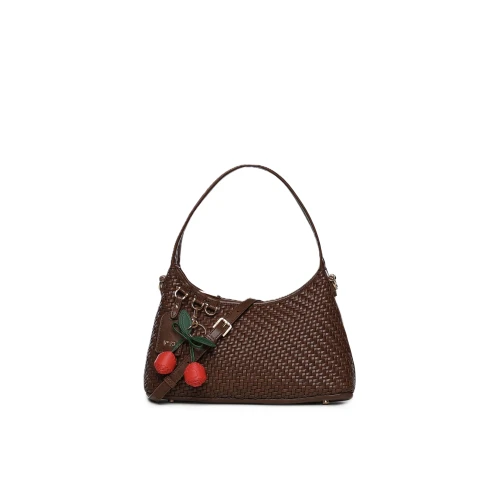 V73 - Borsa marrone intrecciata con charms - 73bs9o603