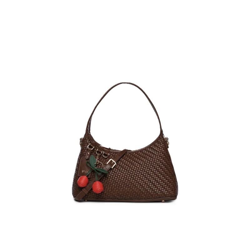 V73 - Borsa marrone intrecciata con charms - 73bs9o603