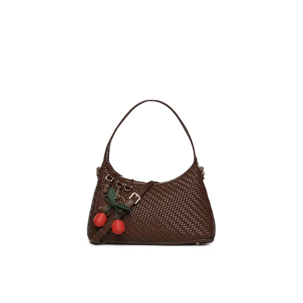V73 - Borsa marrone intrecciata con charms - 73bs9o603