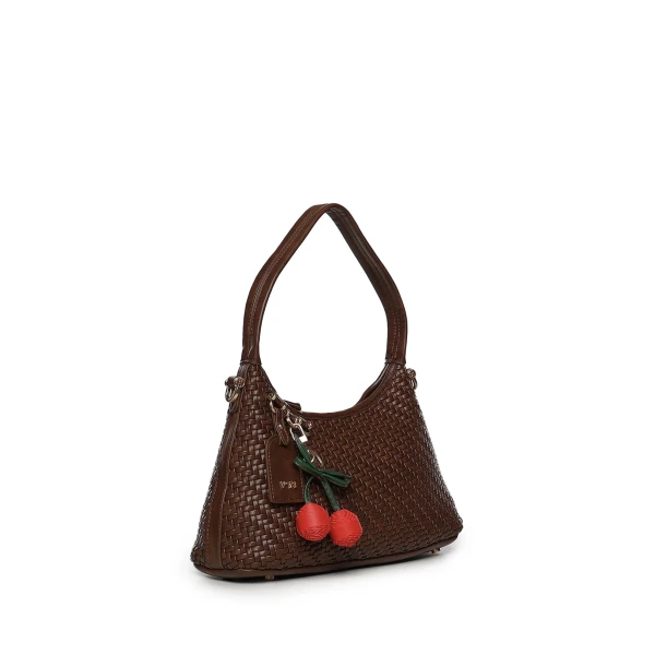 V73 - Borsa marrone intrecciata con charms - 73bs9o603