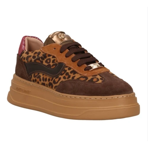 JANET&JANET - Sneakers marrone in camoscio con riporto