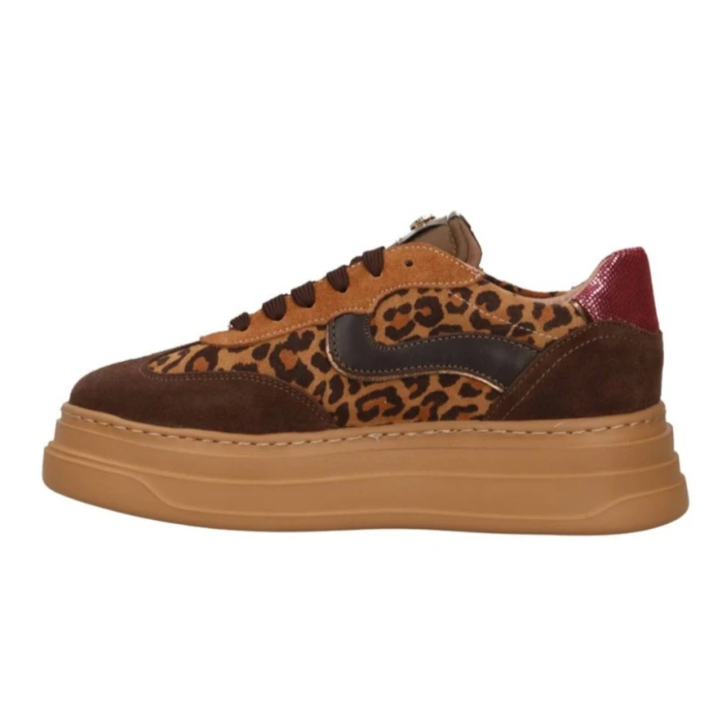 JANET&JANET - Sneakers marrone in camoscio con riporto