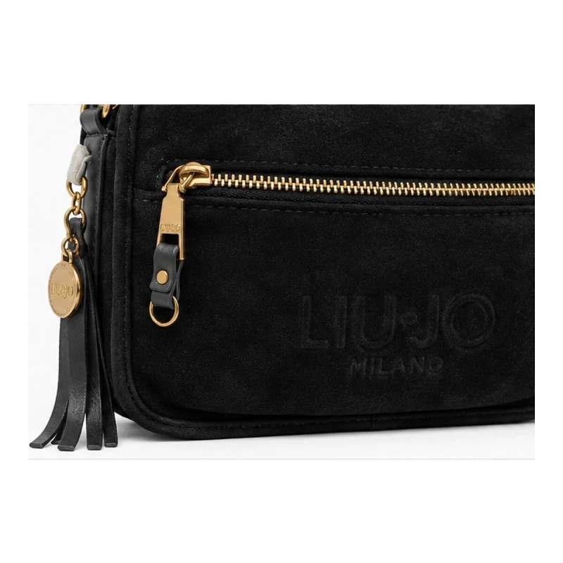 LIU JO - Borsa nera in camoscio con tracolla - af6011t711a