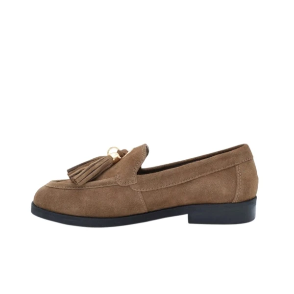 APEPAZZA - Mocassino in camoscio cognac con nappine -