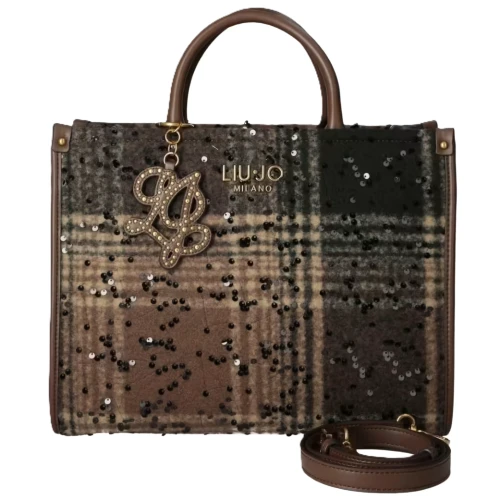 LIU JO - Borsa shopping marrone con manici - af6206t759a-00533