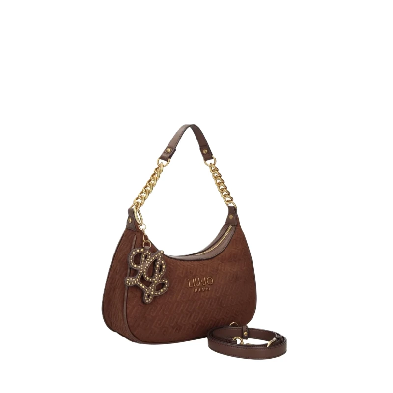 LIU JO - Borsa marrone con logo e charms - 