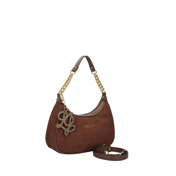 LIU JO - Borsa marrone con logo e charms - 