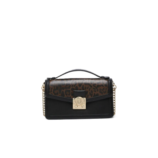 LIU JO - Borsa nera maculato con catena - 