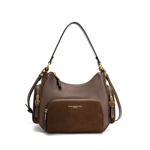 NANNINI - Borsa marrone con manico e tracolla - 20456