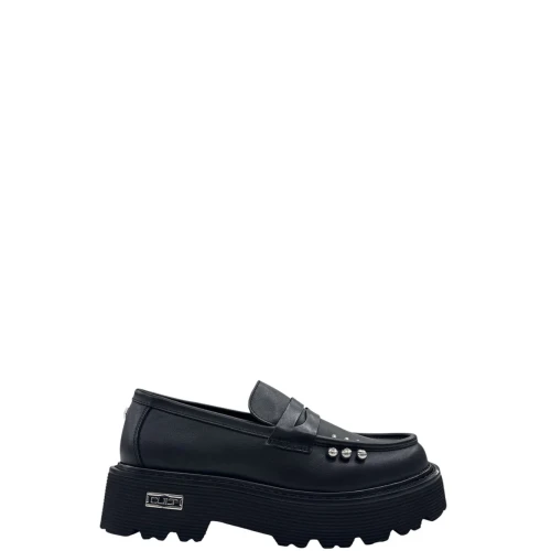 CULT - Mocassino nero con piercing - clw481800