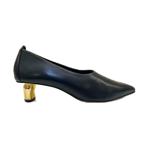 JVAM - Decollete' in pelle nero con tacco oro - maia40745