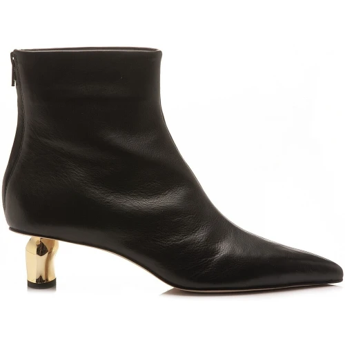 JVAM - Tronchetto in pelle nero con tacco oro - maddox40749