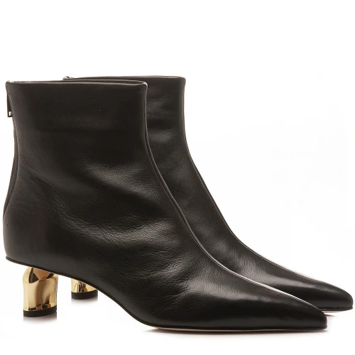 JVAM - Tronchetto in pelle nero con tacco oro - maddox40749 2
