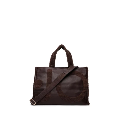 LIU JO - Borsa marrone shopping con logo -  2