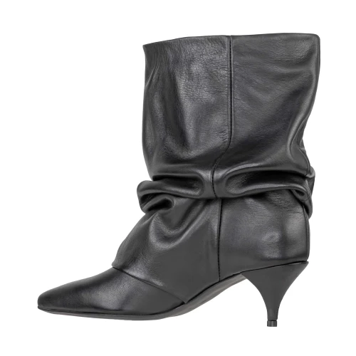 THE ICONA - Stivaletto nero in pelle arricciato - sarah26 2