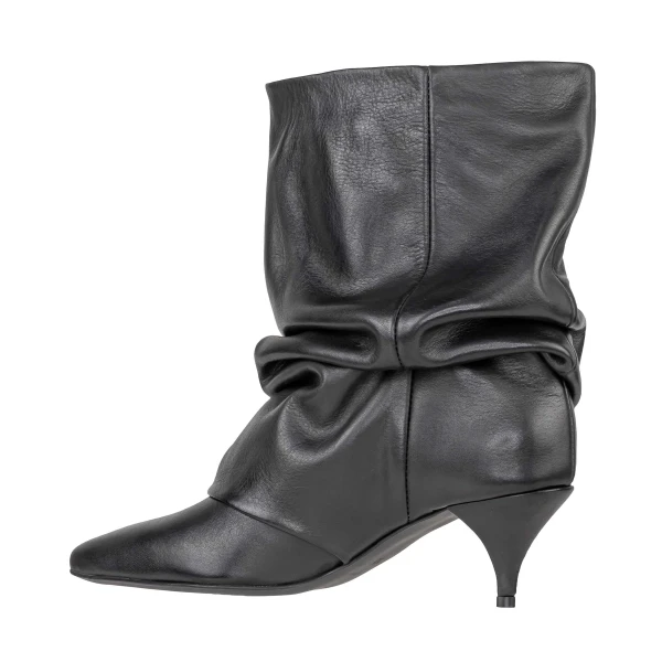 THE ICONA - Stivaletto nero in pelle arricciato - sarah26