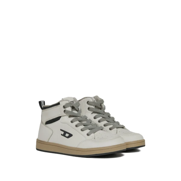 DIESEL - Sneakers alta bianca con logo -