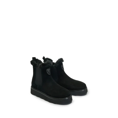 BLAUER - Stivaletto nero in camoscio con ecopelliccia -  2