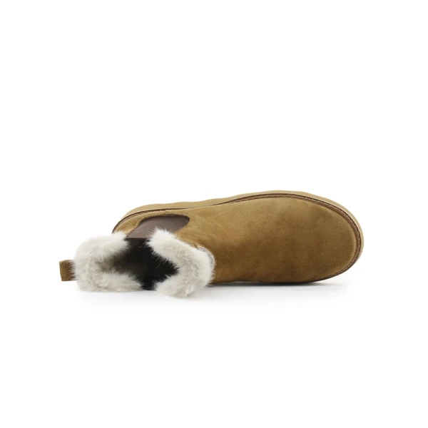 BLAUER - Stivaletto cognac in camoscio con ecopelliccia - 