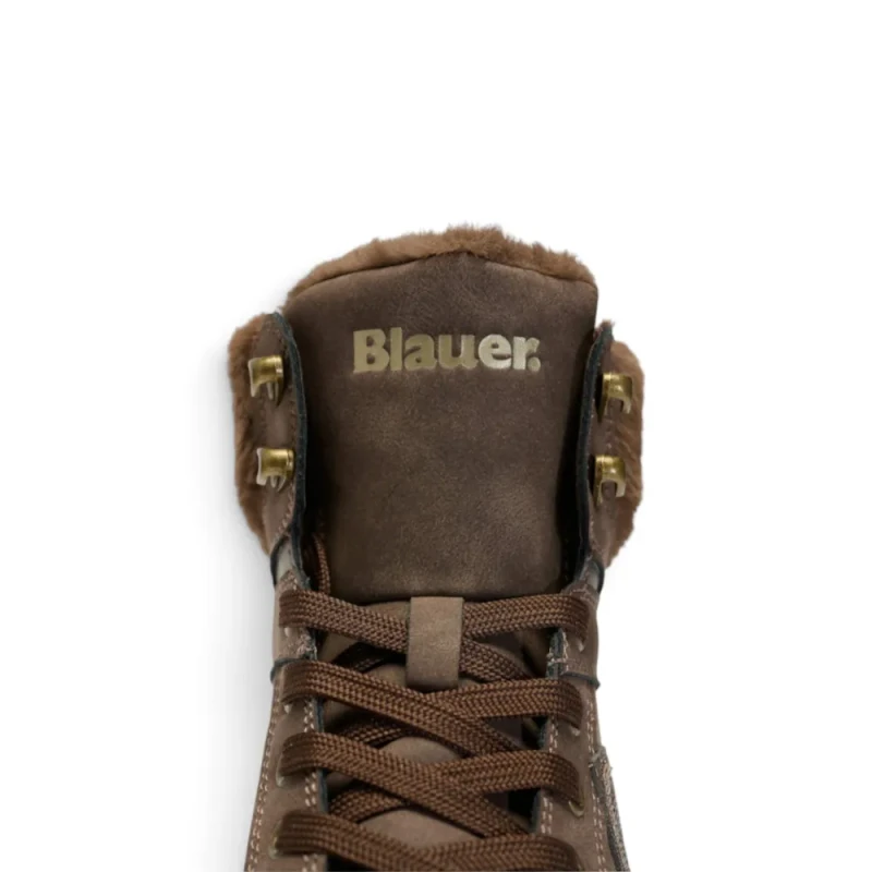 BLAUER - Stivaletto marrone in camoscio con ecopelliccia - 