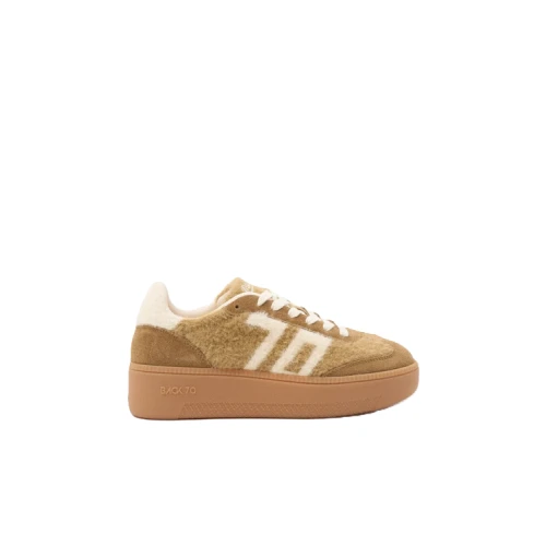 BACK70 - Sneakers beige in mohair e camoscio - 108055-000008