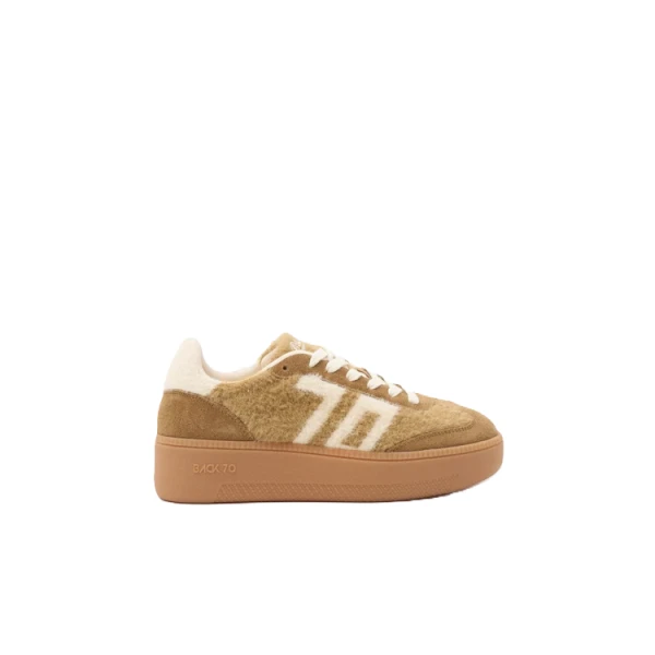 BACK70 - Sneakers beige in mohair e camoscio - 108055-000008