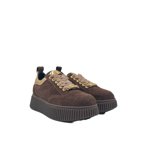 LORENZO MARI - Sneakers marrone con riporti oro - sally26 2