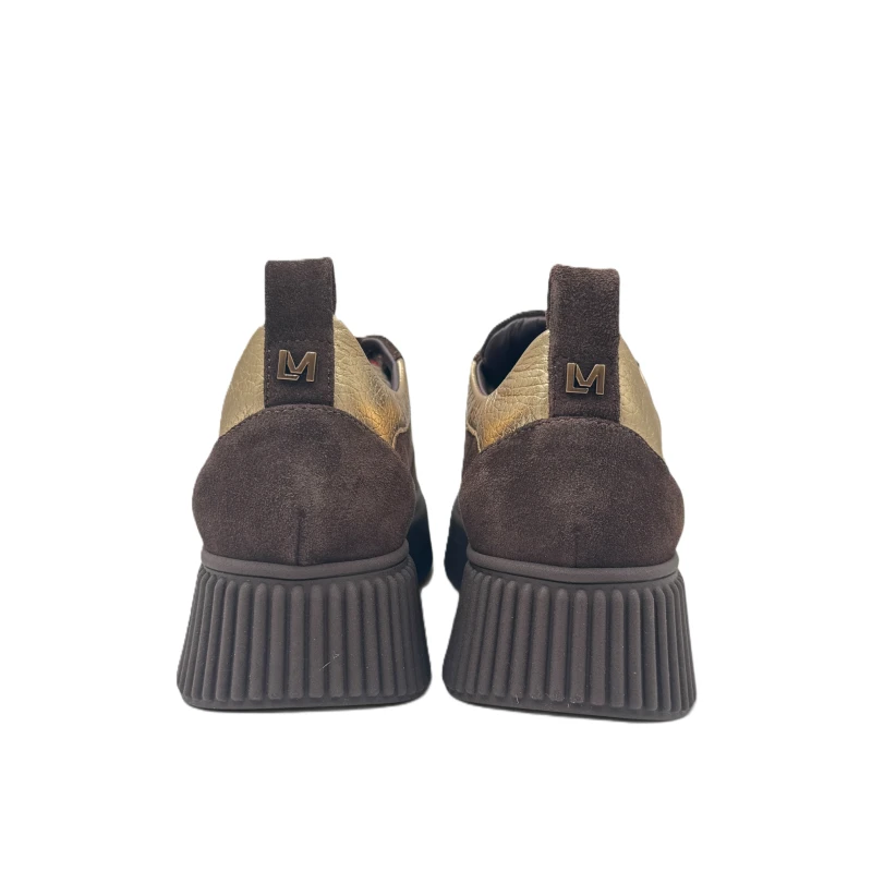 LORENZO MARI - Sneakers marrone con riporti oro - sally26