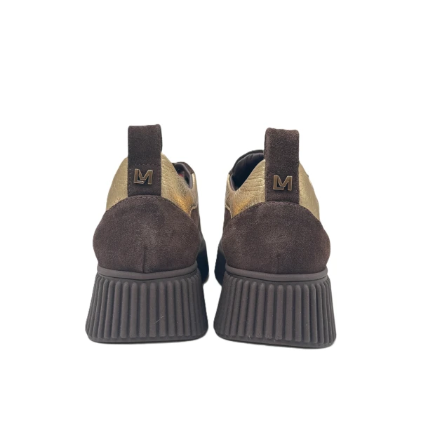 LORENZO MARI - Sneakers marrone con riporti oro - sally26
