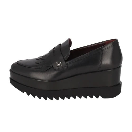 LORENZO MARI - Mocassino nero con zeppa - clea12