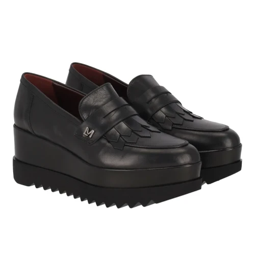 LORENZO MARI - Mocassino nero con zeppa - clea12 2
