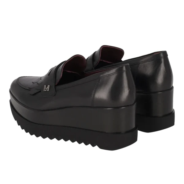 LORENZO MARI - Mocassino nero con zeppa - clea12