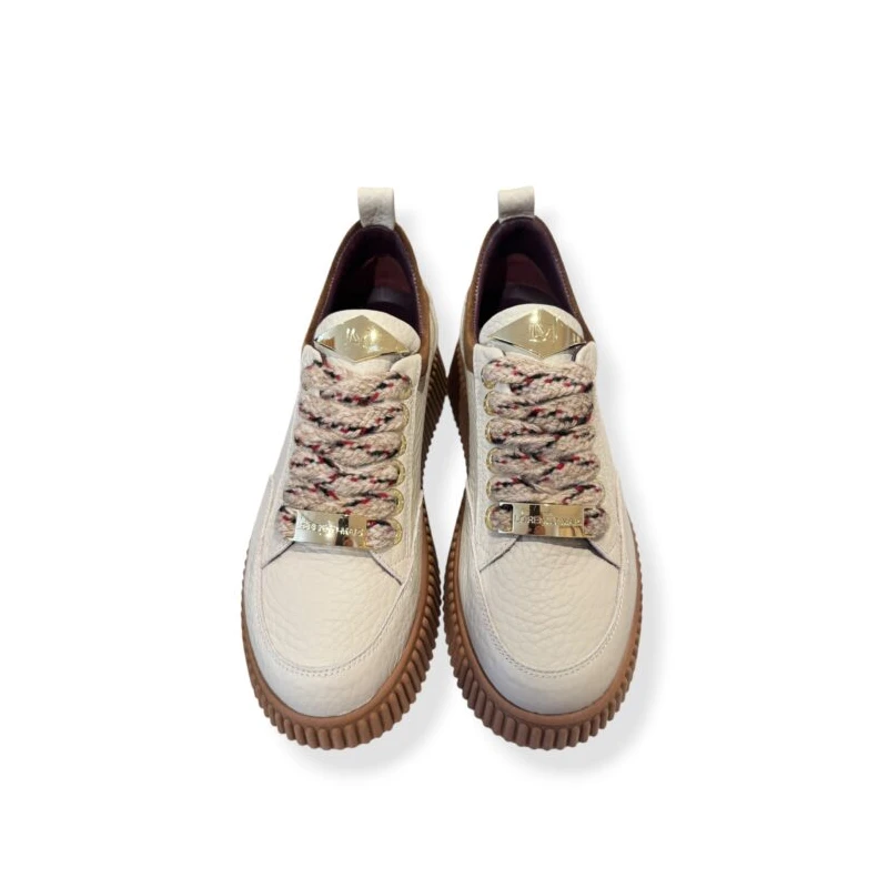 LORENZO MARI - Sneakers avorio con riporto marrone - sally26